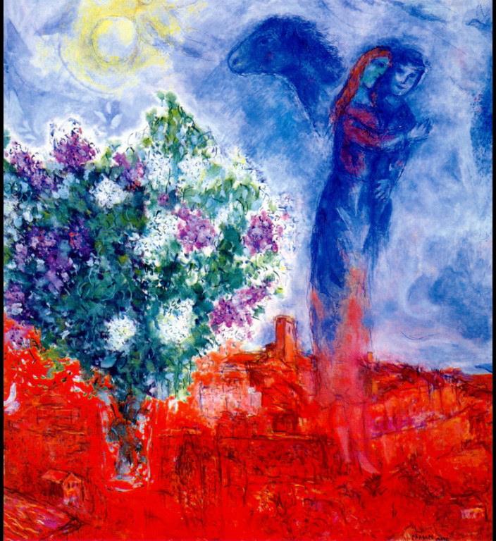 Les amoureux de Sant Paul contemporain de Marc Chagall Peintures à l'huile